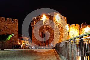 Yafo gate at night