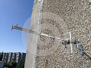 Yagi type television antenna installed on the wall