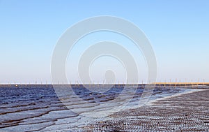 Yagry in Severodvinsk. White sea coast. sea tide