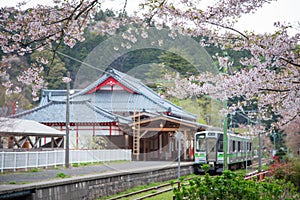 Yahiko Station in Yahiko, Niigata, Japan.