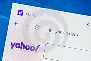 Yahoo.com Web Site. Selective focus.