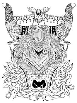 Yak adult coloring page