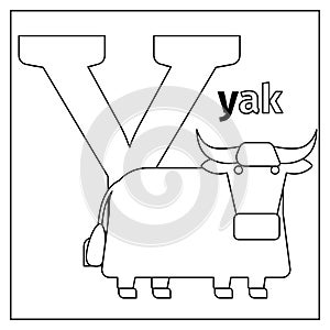 Yak, letter Y coloring page