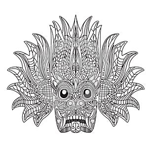 Yaka - Srilankan Devil Mask illustration. Template for t-shirt, card, poster and tattoos