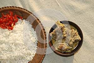 Yakhni kashmiri mutton curry from India