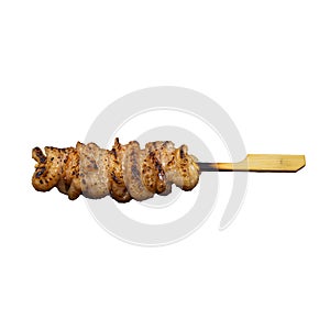 Yakitori AKUMA Chicken skin Izakaya Style a Popular Japanese Food on White Background