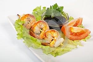 Yakitori with shrimp