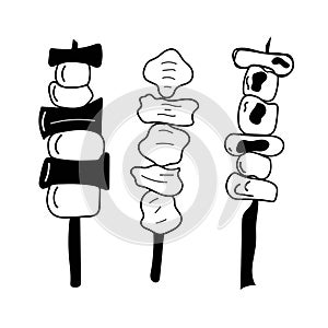 Yakitori Vector Lineart - Monochrome Japanese Grilled Skewers