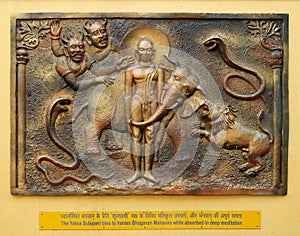 The Yaksa Sulapani tries to harass Bhagavan Mahavira while absorbed in deep meditation photo