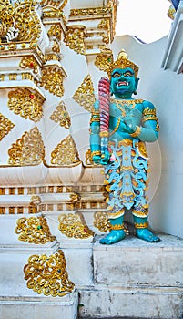 Yaksha guardian at Wat Chedi Luang, Chiang Mai, Thailand