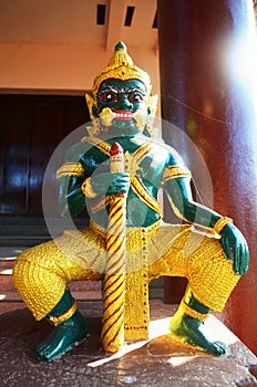 Yaksha male in Tai Ta Ya Monastery or Sao Roi Ton Temple, Myanmar.