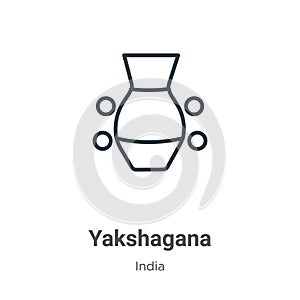 Yakshagana outline vector icon. Thin line black yakshagana icon, flat vector simple element illustration from editable india photo