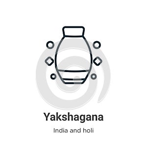 Yakshagana outline vector icon. Thin line black yakshagana icon, flat vector simple element illustration from editable india photo