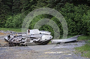 Yakutat Alaska Beached Wooden Fishing Boat Wreaks