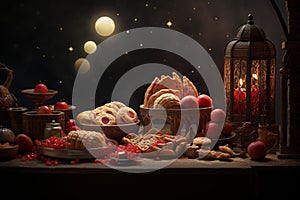 Yalda night moonshaped pastries and desserts