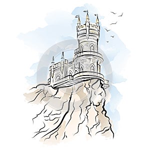 Yalta Swallow Nest. Vector illustration