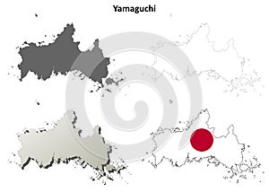 Yamaguchi blank outline map set