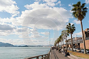 Shimonoseki Kanmon Straits and Karato Market in Yamaguchi, Japan