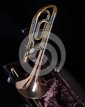 Yamaha YBL-421G Bass Trombone with F Attachment in Dark Velvet-Lined Hard Case full shot 1