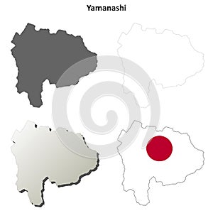 Yamanashi blank outline map set