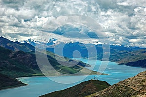 Yamdrok Lake along Friendship Highway, Tibet, Asia