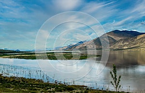 Yamdrok Lake along Friendship Highway, Tibet, Asia