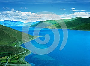 Yamdrok lake in tibet