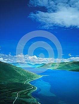 Yamdrok lake in tibet