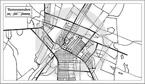 Yamoussoukro Ivory Coast City Map iin Black and White Color. Outline Map photo