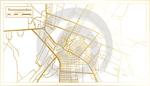 Yamoussoukro Ivory Coast City Map in Retro Style in Golden Color. Outline Map photo