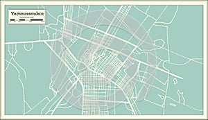 Yamoussoukro Ivory Coast City Map in Retro Style. Outline Map. photo