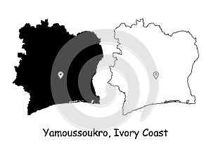 Yamoussoukro Ivory Coast. Detailed Country Map with Location Pin on Capital City. photo
