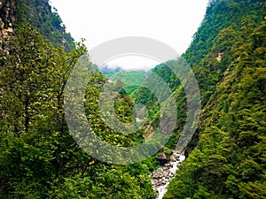 Yamuna river flows through Himalayas in Yamunotri National Park, Uttarakhand, India.