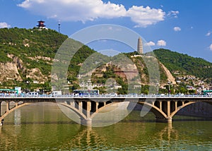 Yanan tower and rainbow bridge
