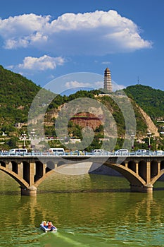 Yanan tower and rainbow bridge