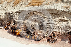 Yanar Dag - burning mountain. Azerbaijan. front view photo