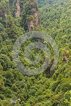 Yangjiajie cable car in Wulingyuan Scenic and Historic Interest Area in Zhangjiajie National Forest Park in Hunan