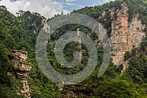 Yangjiajie cable car in Wulingyuan Scenic and Historic Interest Area in Zhangjiajie National Forest Park in Hunan