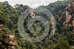 Yangjiajie cable car in Wulingyuan Scenic and Historic Interest Area in Zhangjiajie National Forest Park in Hunan