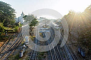 Yangon central railway station in the morning time, Myanmar, Feb-2018