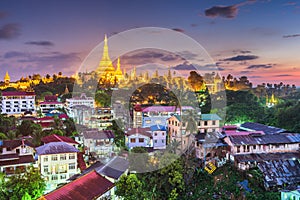 Yangon, Myanmar view of Shwedagon Pagoda