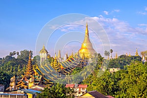 Yangon skyline with Shwedagon Pagoda in Myanmar