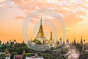 Yangon skyline with Shwedagon Pagoda in Myanmar