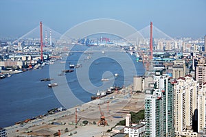 Yangpu bridge and Huangpu river, Shanghai