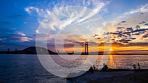 The Yangtze River Bridge at sunset