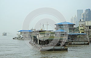 Yangtze river and dock in Wuhan