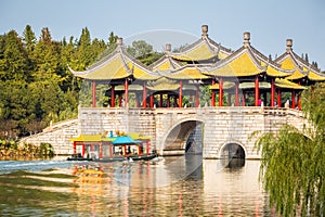 Yangzhou five pavilion bridge closeup photo