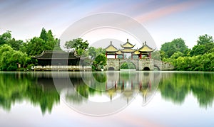 Yangzhou Slender West Lake Wuting Bridge photo