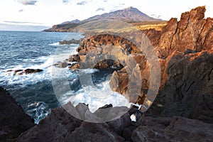 Yankito volcanic plateau at sunset.  Iturup Island. South Kuriles