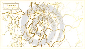 Yaounde Cameroon City Map in Retro Style in Golden Color. Outline Map